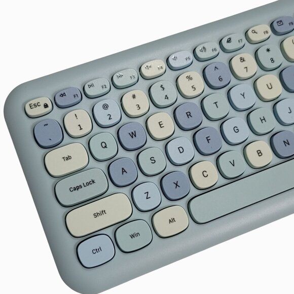 Wireless Keyboard & Mouse Combo Set Retro Round Keycaps Ergonomic Design Pastel - Picture 4 of 10